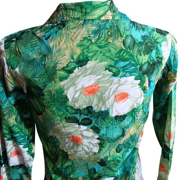 1OF1 Small True Vintage Western Snap Hippy 1970's Top Shirt Botanical Print - Picture 4 of 8